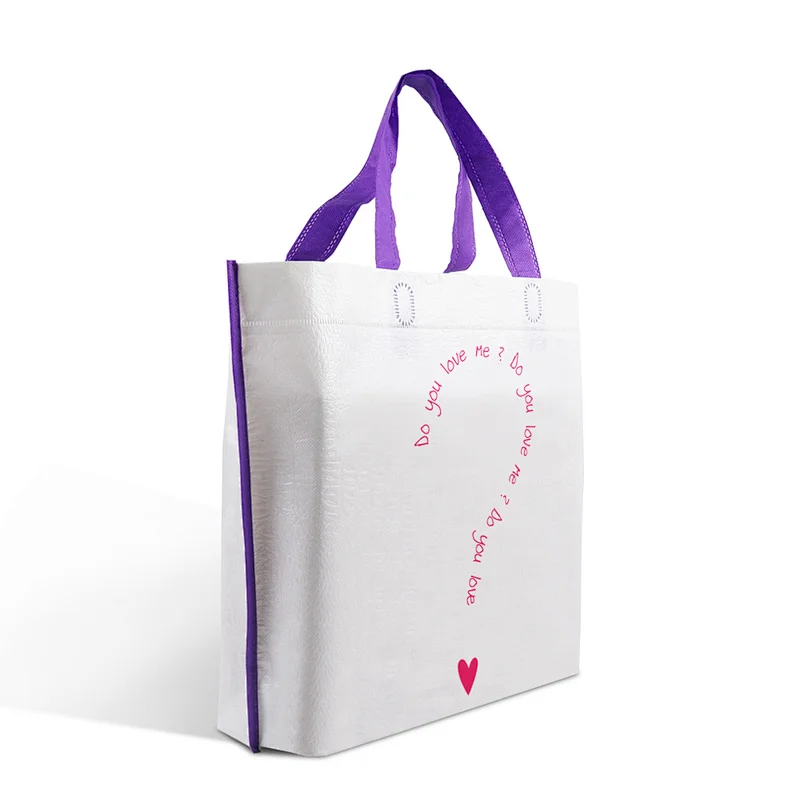 100%biodegradable white big size pp non woven fabric tote shopping packaging bag for cloth