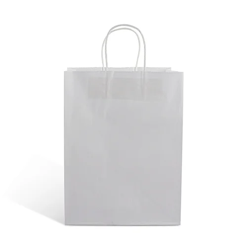 biodegradation reusable white kraft paper handle shopping packaging gift bags for clothes