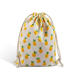 2019 New Fashion custom logo small cotton fabric drawstring packaging bag for cloth