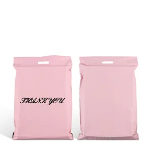 factory custom printing logo self seal tape  pink mailers courier envelope shipping hdpe plastic polybag with handle