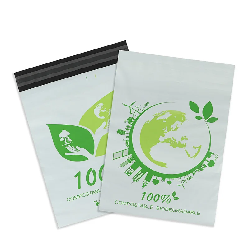 100% biodegradable white corn starch compostable mailers envelope packaging shipping post bag
