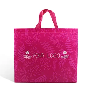 custom printing logo reusable laminated pp pink non woven carry shopping bag