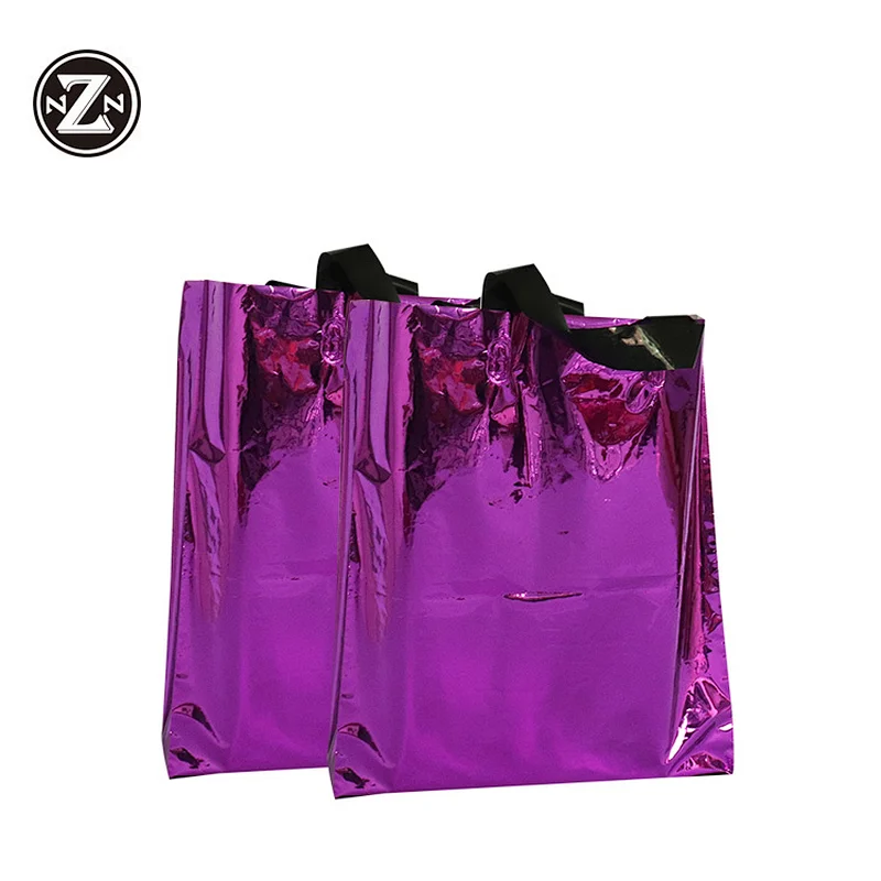 china supplies sale pe custom full colored pattern with logo design punching tote gift plastic product bag for shopping