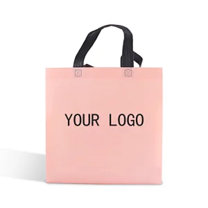 wholesale promotional small laminated pink pp non-woven fabric grocery packaging bags for shopping