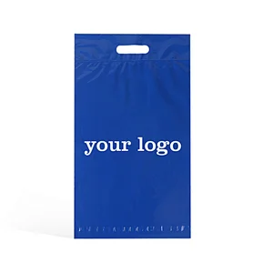 custom printed logo design blue poly mailer envelope express plastic shipping packaging bags with handle