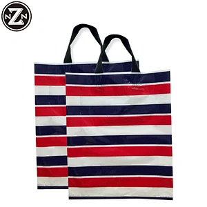 custom printed logo design tote punching carry handle fashion gift plastic bag for shopping clothing