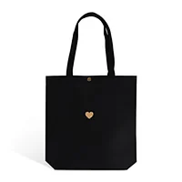 Guangzhou supply Promotional custom printed logo black canvas cotton fabric tote shopping bag for women