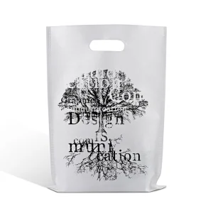 custom logo art luxury white laminated die cut non-woven fabric shopping packaging tote gift bag