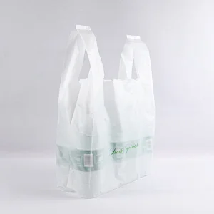 custom printed logo biodegradable  t-shirt grocery plastic packaging bag for supermarket shopping