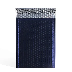 wholesale aluminium foil matt blue metallic bubble padded custom envelope bag for delivery packaging
