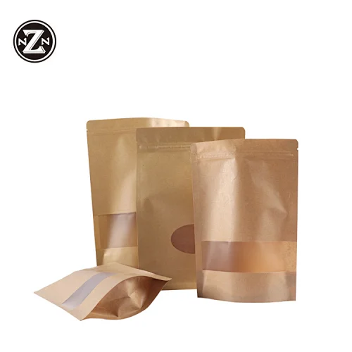 china manufacturer supplies side gusset kraft paper zipper stand up food snack pouch with window