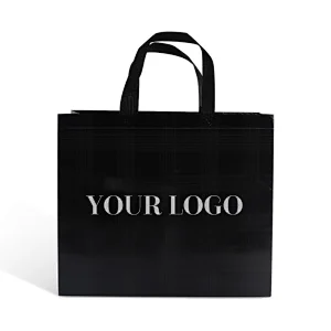 wholesale promotional matt black luxury laminated pp non woven tote carry packaging bag for shopping