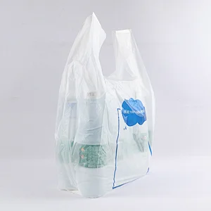 custom print logo 100 biodegradable cornstarch vest carried shopping packaging bag for supermarket