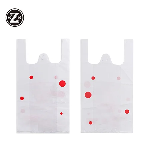 custom logo design biodegradable pe plastic white t-shirt vest poly shopping packaging handle bag for supermarket
