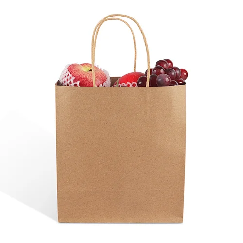 High quality brown kraft paper shopping packaging handle bag for take away restaurant