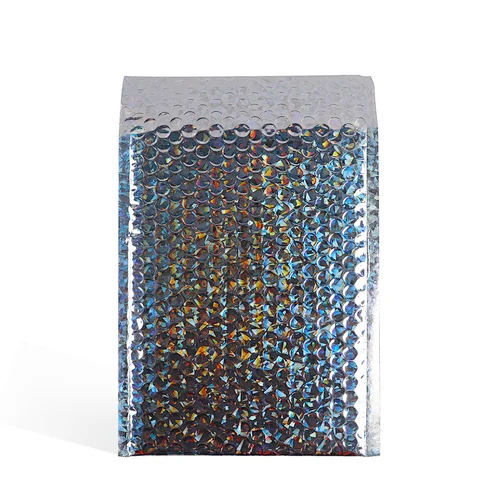 aluminum foil metallic holographic silver matt bubble mailer padded envelopes shipping bags for packing shockproof
