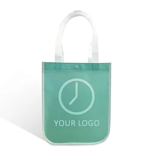 custom printed luxury sewing green pp non woven fabric carrier shopping packaging handle lululemon bags with button