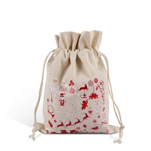 Promotional wholesale fashion fabric cotton tote canvas fabric drawstring packaging custom gift bag