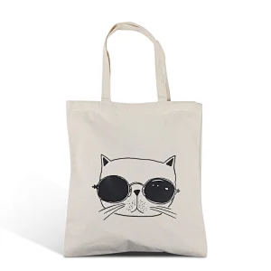 custom print design cotton pattern heavy white canvas cotton fabric tote shopping bag for supermarket
