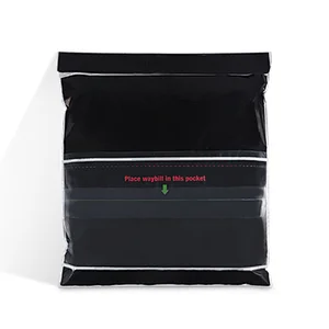 guangzhou supply cheap  tamper proof security large black postage mailers envelope shipping polythene plastic bag with pocket