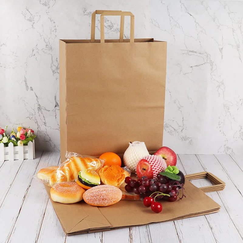 customised brown brand kraft paper shopping bag packaging recyclable eco pouch for supermarket