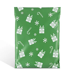 custom printing full pattern green poly mailing courier mailer packaging Christmas plastic bags for shipping