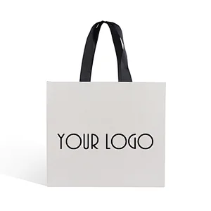 reusable high quality custom printed logo luxury gift cardboard paper craft shopping bag for jewelry