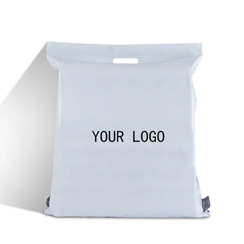 custom printing logo tearproof white poly mailer envelopes shipping plastic package bag for shipping clothing with handle