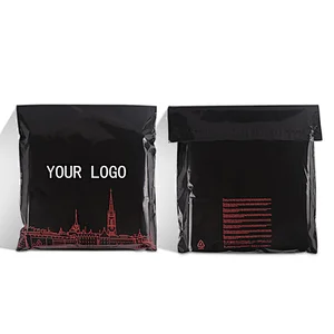 biodegradable custom printed logo large black mail envelope courier plastic package satchel for shipping postal
