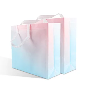 custom printed logo pp reusable  laminated non woven fabric fashion tote gift plastic packaging bag for shopping