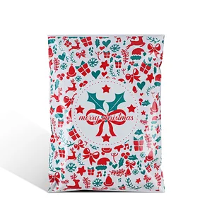custom printed luxury white poly mailers courier envelope mailing plastic packaging shipping bag for merry christmas