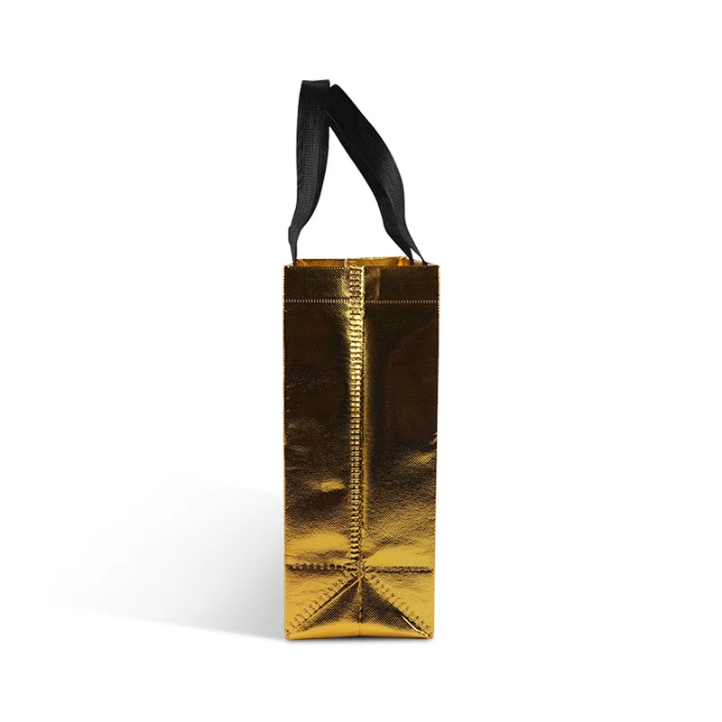 eco friendly custom laminated gold pp non woven fabric carriers shopping bags for gift