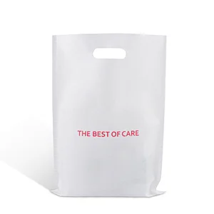 guangzhou manufacturer custom logo design white die cut non woven fabric grocery packaging handle bag for shopping