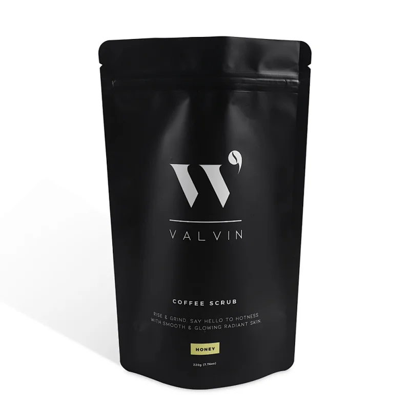 High quality laminated aluminium foil black zipper lock resealable 250g coffee stand up pouch packaging bag