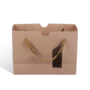 100% biodegradable paperboard craft kraft paper carry shopping packaging bags with your own logo
