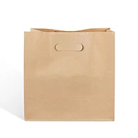 100% recyclable brown brand kraft paper shopping packaging die cut patch carrier bag for christmas