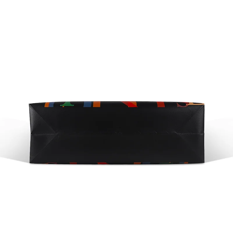 matt black large reusable non woven fabric shopping handle  packing ecobag with custom logo