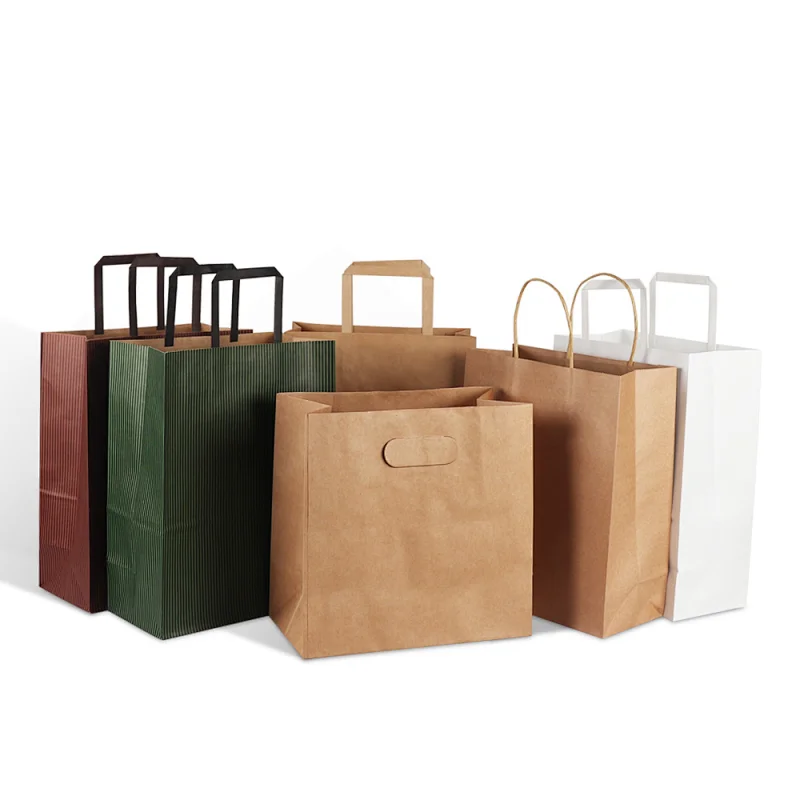 amazon hot sale recyclable flat handle kraft paper bag with logo