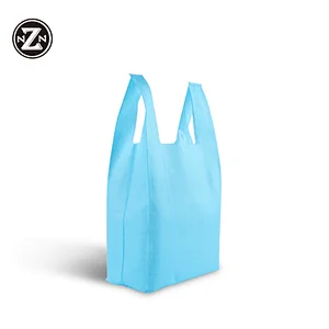 custom printed laminated pp non woven fabric vest carrier packaging bag for grocery