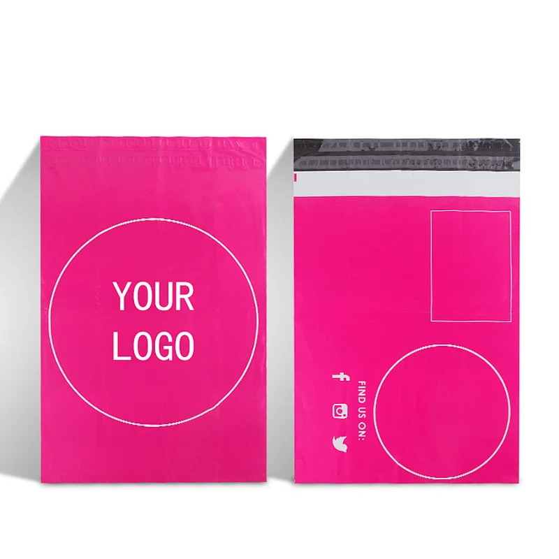 custom printed logo design pink poly mailer envelope courier post plastic packaging bags for clothes