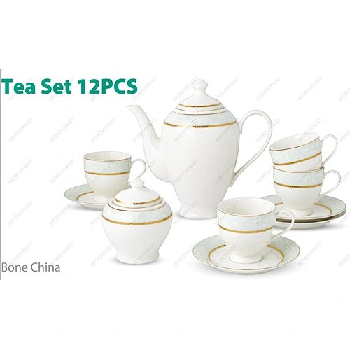 Premium porcelain 12pcs tea set-water color flower