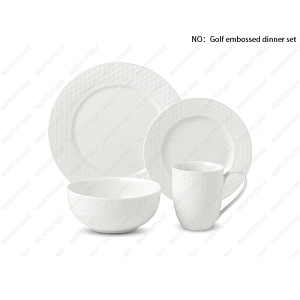 Fine porcelain Golf embossed dinner set for 4/6 person