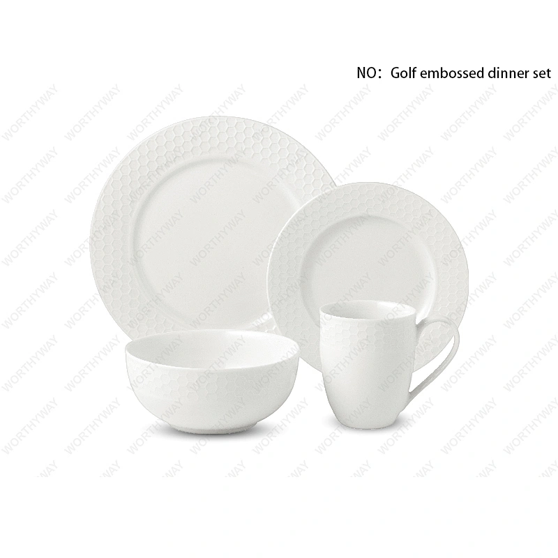Fine porcelain Golf embossed dinner set for 4/6 person