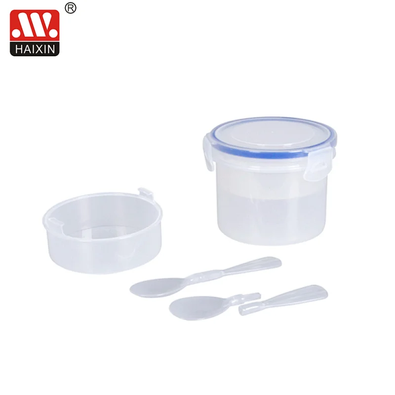 4 Compartments Food Lunch Box with Sauce Cup and Cutlery Set