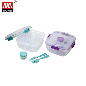 4 Compartments Food Lunch Box with Sauce Cup and Cutlery Set