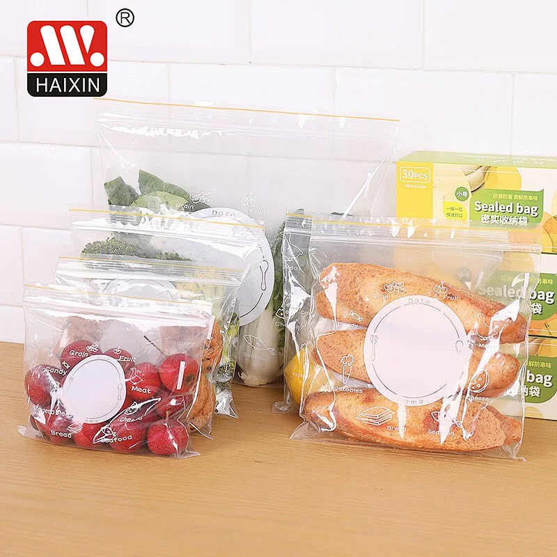 Clear Stand Up Plastic Reusable Self Sealing PE Food Sealed Bag
