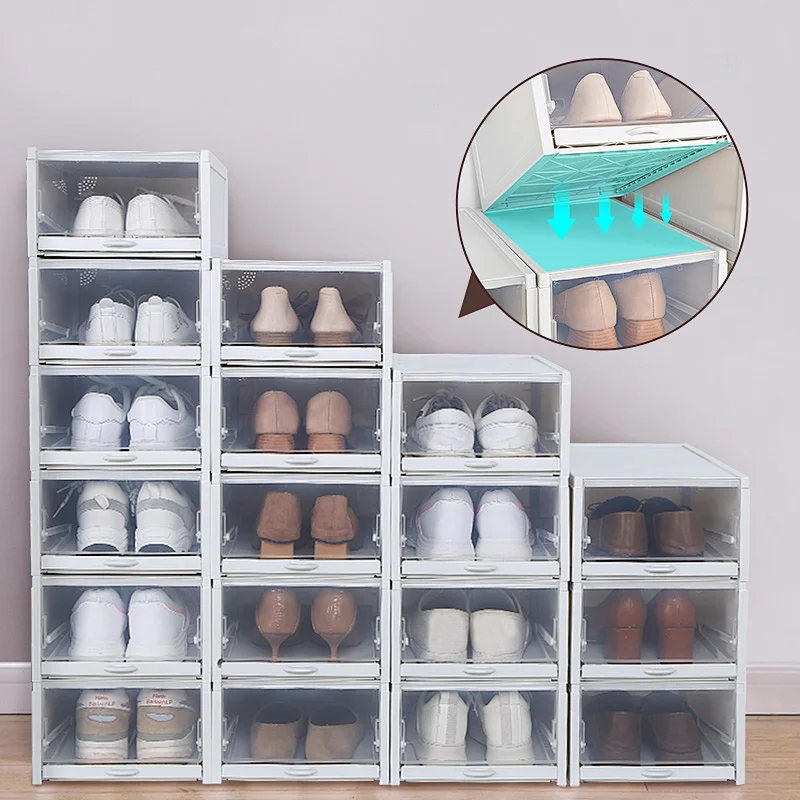 Plastic Drawer Shoes Storage Box for Household