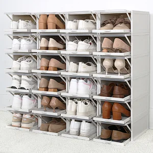 Clear Plastic Push Drawer Type Shoe Storage Box Shoes Organizer Drawer for Bedroom