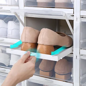 Clear Plastic Push Drawer Type Shoe Storage Box Shoes Organizer Drawer for Bedroom