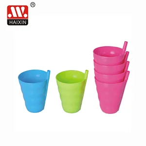 300ml Colorful Plastic Ice Cream Cup or Cup with Straw Series